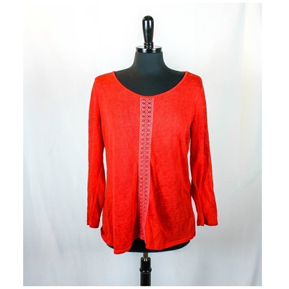 Essentials By Milano Orange Boho Top Size L